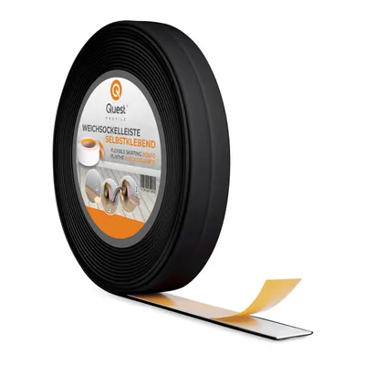 Produktbild von QUEST Weichsockelleiste selbstklebend 10x10 mm, PVC-Kunststoff, Schaumklebeband, für Küche und Bad, Dichtungsband, schwarz