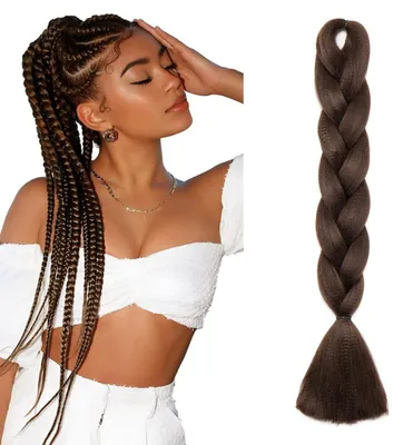 Image de Ombre Flechthaar, tresses jumbo, 60 cm, 2 à 4 couleurs, brun foncé, 1 paquet/100g