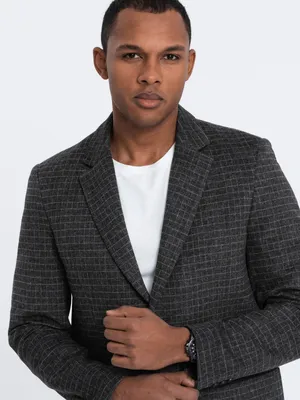 Productafbeelding van Ombre Clothing, herenblazer met ruitpatroon, model Ilrune, kleur: grafiet, maat: S