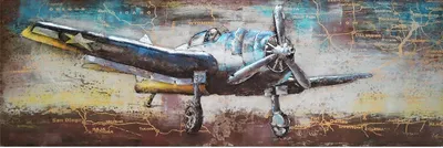 Produktbild von 3D-Metallbild - Motiv: Flugzeug - 60 x 180cm