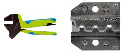 Produktbild von 624 742 3 0 K1 Rennsteig Werkzeuge GmbH Crimpzange PEW12 für Flachstecker gerade und 90° seitlich nach rechts