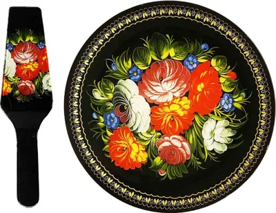 Produktbild von Servierplatte Ø 30 cm "Schostowo" mit Kuchenspatel für die Torte