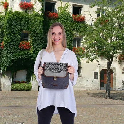 Produktbild von Sunsa Damen Tasche. Canvas Umhängetasche mit Mandala Design. Grau/ schwarz