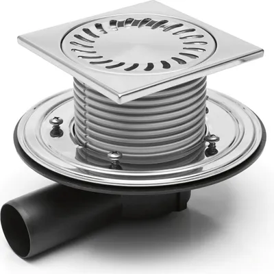 Produktbild von Duschablauf Badablauf 150x150mm Edelstahl DN50 incl Dichtungsmatte (381F+391/1)