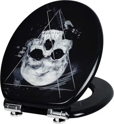 Image de Siège de toilettes antibactérien noir 44 x 38 cm à fermeture en douceur