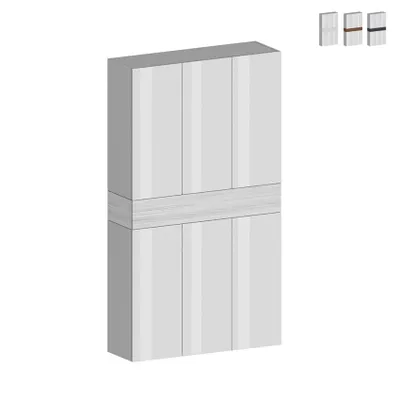 Produktbild von Moderner großer Schuhschrank 114x34x200cm, 6 Türen, 10 Regale, Dettey - Weiß