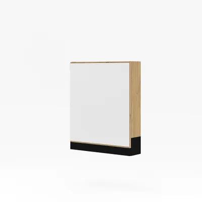 Produktbild von Spiegelschrank Mouro 60, hängend, mit Tür und Einlegeböden, Gold-Schwarz.