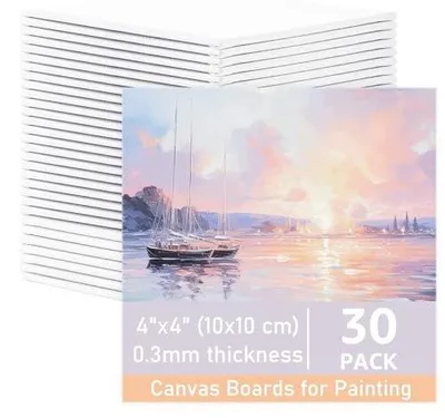 Zdjęcie produktu dla Płótno do malowania 10X10 cm bawełniane gruntowane zestaw 30 szt.