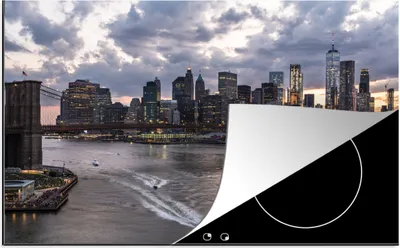 Produktbild von KitchenYeah© Herdabdeckplatte New York - Brooklyn Bridge - Manhattan , 78x52cm, Küche Deko, Glaskeramikkochfeld Herdabdeckung, Abdeckplatte fùr Kochfeld
