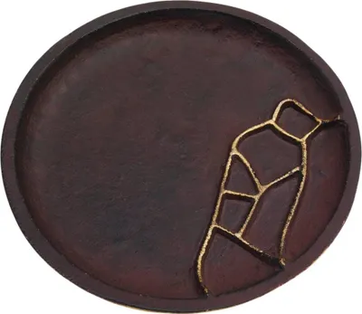 Produktbild von Kerzenteller Aluminium Weinrot/Gold Ø 14cm Untersetzer Untertasse Kerzenhalter