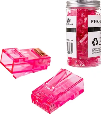 Produktbild von Netzstecker Pass Through RJ45 Ring-Rosa CAT 6 UTP In-Ear Stecker für LAN STP FTP UTP Vergoldet Endstück Ethernet Spacetronik Netzwerk Stecker (Cat.6 UTP Rosa)