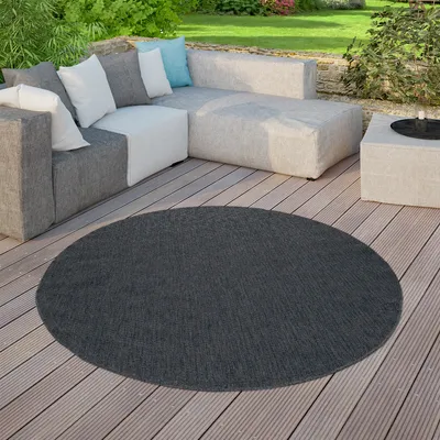 Produktbild von TT Home In-& Outdoorteppich Terrasse Küche Balkon Wetterbeständig Modern Unifarben Größe 160 cm Rund