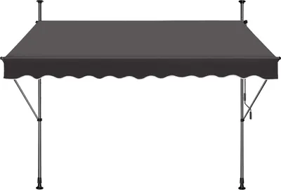 Obrázok produktu pre JOIEYOU Svorková markíza 350 cm široká Balkónová markíza Bez vŕtania Balkónová markíza s ručnou kľukou Výškovo nastaviteľná Ochrana proti slnku Odolná proti poveternostným vplyvom, 350x120 cm Tmavo sivá