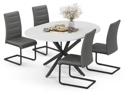 Immagine prodotto di Set di tavoli da pranzo Vicco Loyd Bianco/Nero 120 x 120 cm con 4 sedie da pranzo, grigio, Model 63013