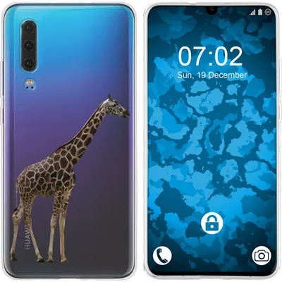 Produktbild von PhoneNatic Case kompatibel mit Huawei P30 Silikon-Hülle Vektor Tiere Giraffe M8