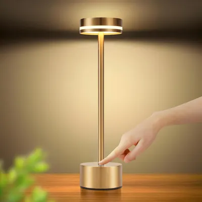 Produktbild von ZMH Tischlampe Akku LED Tischleuchte Kabellos Nachttischlampe Dimmbare mit USB-C Aufladbar Batterie Touch Lampe Gold Tischlampen