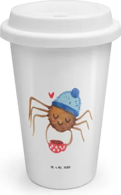 Produktbild von Mr. & Mrs. Panda ToGo Kaffeebecher Spinne Agathe Kaffee - Weiß - Geschenk, To Go, Becher, Morgen, Keramikbecher, Thermobecher, Lebensweisheiten, Morgenmuffel