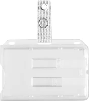Produktbild von Doppel Kartenhalter mit Clip gewebeverstärkt für 1-2 Kreditkarten Dienstausweis Ausweishülle Ausweis Halter für Bankkarte EC-Karte Skipass Hartplastik