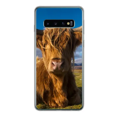 Produktbild von MuchoWow® Handyhülle Schutzhülle Hülle für Samsung Galaxy S10 Schottische Highlander - Tiere - Gras Silikon Softcase Handy Hülle - Handytasche