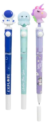 Produktbild von 3x Gelschreiber / mit Fidget-Topper / blauschreibend / 3 Motive sortiert