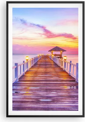 Produktbild von Gerahmtes Poster - Schwarzer Rahmen - Sonnenuntergang Wasser Brücke Horizont - 61x91,5 cm - Wand Bild - Wanddeko - Wandbilder - Wandposter - Bilderrahmen - Bilder - Kunstdruck - P2BPA61x91-2515
