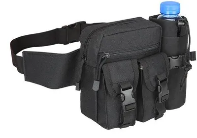 Produktbild von Outdoor-Tasche für Männer - Schwarz - Mit Wasserflaschenhalter, Geeignet für Wandern, Radfahren, Camping, Reisen