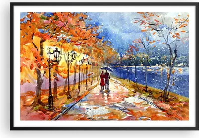 Produktbild von Gerahmtes Poster - Schwarzer Rahmen - Park Paar Baum - 91,5x61 cm - Wand Bild - Wanddeko - Wandbilder - Kunstposter - Wandposter - Bilderrahmen - Bilder - Kunstdruck - Wandbild - P2BAA91x61-3557