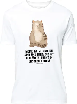 Produktbild von Mr. & Mrs. Panda Größe XL T-Shirt Katze Sitzen - Weiß - Geschenk, Cat, Tshirt, Katzen, Shirt, mit Spruch, Familie, Cats, Herz