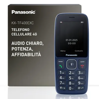 Produktbild von Panasonic KX-TF400EXC 4G-VoLTE-Einsteiger-Smartphone, 2,4-Zoll-Display, Bluetooth, USB-C, Schutzklasse IP44, Blau