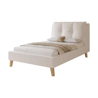 Produktbild von Polsterbett mit Lattenrost und Kopfteil, 90x200 cm, gepolsterter Kopfteil, Einzelbett, Kinderbett, Samt