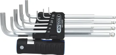 Zdjęcie produktu dla KS TOOLS Zestaw kluczy nasadowych sześciokątnych 3 w 1, 10-częściowy XL, końcówka kulista ( 920.2400 )