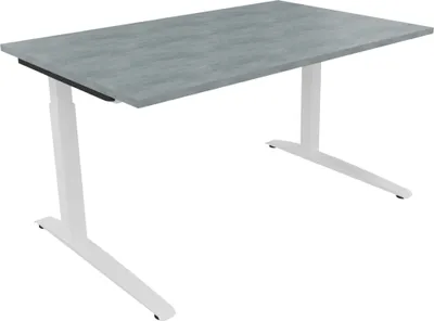 Produktbild von Schreibtisch Kufe Einzels. Quadrat B1400xT900xH650-850 ws/Beton hell