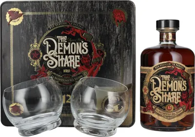 Image de The Demon's Share Superior Blend Rum 12 Years Old 41% Vol. 0,7l in Tinbox avec 2 Verres