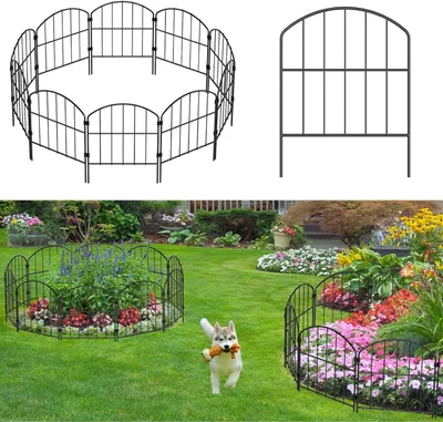 Imagen del producto de Valla metálica para animales, de 28 piezas, 41 cm x 9 m, diseño curvado, ideal para jardín y terraza