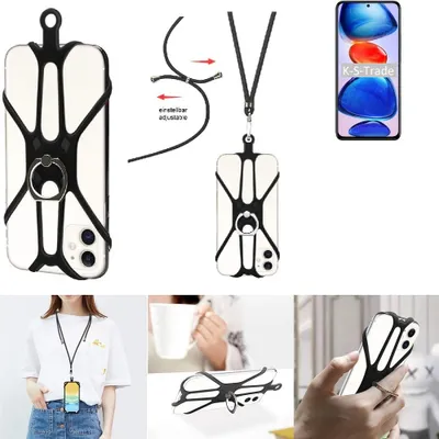 Produktbild von K-S-Trade 3in1 Handykette Handyband Handykordel Halsband Smartphone-Ring Handy-Ring kompatibel mit Xiaomi Redmi Note 11 Pro+ Fingerhalterung Handyring