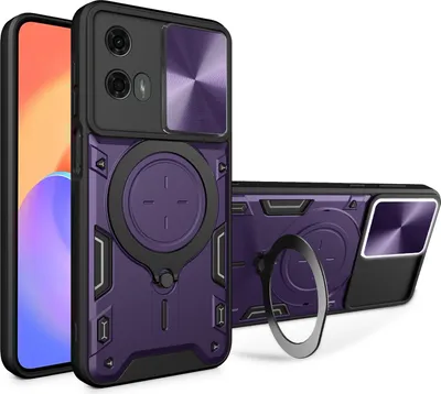 Obrázek produktu pro Pouzdro pro Motorola Moto G 5G 2024 dvojvrstvé odolné pouzdro s ochranným krytem kamery a kruhovým stojánkem na prsten Fialová