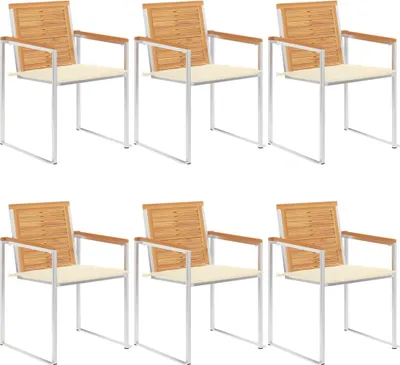 Produktbild von 6 Stk. Gartenstühle mit Kissen Massivholz Teak
