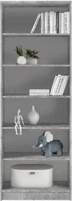 Produktbild von Bücherregal - Betondekor - Weiß - 72 x 198 cm - 1 fester Boden - 4 Einlegeböden