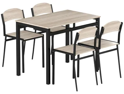 Produktbild von 5-teilige Essgruppe, Esstisch mit 4 Stühlen, platzsparendes Küchentisch-Set, Sitzgruppe für Esszimmer, Küche, Schwarz