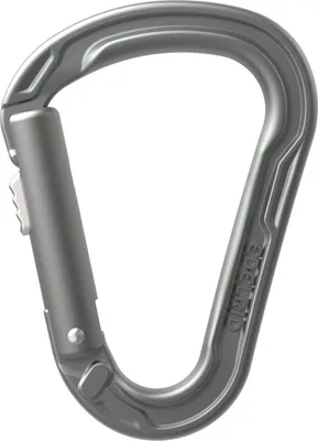 HMS Strike Slider Karabiner von Edelrid; silberfarben; mit Sicherheitsverschluss.
