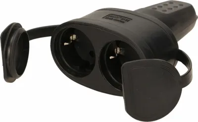 Obrázok produktu pre Dvojitý gumový konektor, 2XSchucko, 2x250V AC/ 16A; IP44