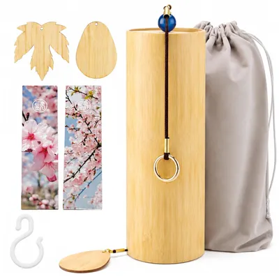 Bambus-Windspiel D-Akkord, 42,5 cm, Zen-Klang für Garten