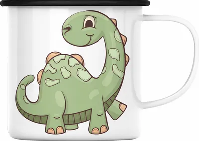 Produktbild von Trendation - Coole Emaille Tasse für Dinofans Dinosaurier Geschenkidee Jungs Jungen Geschenke Lustig (Schwarz)