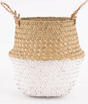 Produktbild von Korb aus Seegras mit Farbabsatz natur weiß 20x21,5cm