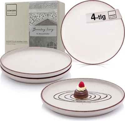 Produktbild von SÄNGER Steingut Dessertteller Bombay Ivory 4 teilig