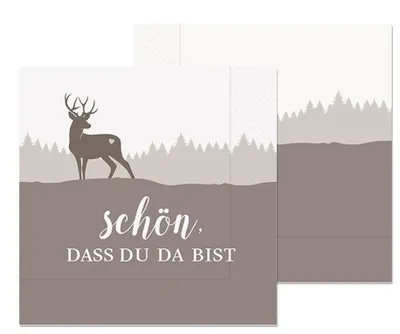 Produktbild von 20er Pack Servietten GIPFELGRUSS Schön, dass du da bist 33x33cm braun LaVida