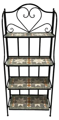 Produktbild von AXI Cleo Metall Blumenregal Mosaik mit Star | Pflanzenregal mit 4 Ebenen aus Metall mit eingelegten keramischen Mosaikfliesen | Blumenleiter für Garten / Balkon / Terrasse - 64 x 27 x 140,5 cm