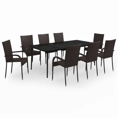 Produktbild von vidaXL 9-tlg. Garten-Essgruppe Braun und Schwarz