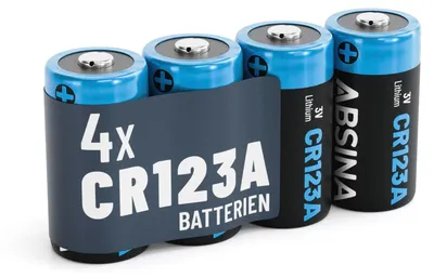Produktbild von ABSINA 4x CR123A 3V Lithium Batterie - Batterie CR123A auslaufsicher & mit langer Haltbarkeit - CR123 mit 1300mAh