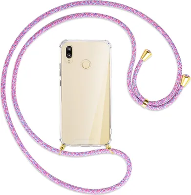 Produktbild von Handykette Backcover-Schutzhülle mit Band (Metall goldfarben) für Huawei P20 lite - lila/rosa/blau